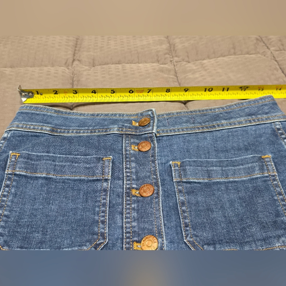 Madewell Stretch A-Line Mini Skirt In Salisbury Wash: Patch Pocket Women's Sz 0 - Picture 13 of 13